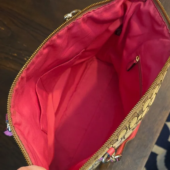 Coach Signature Logo Print Kelsey Bag Purse Pink And Matching Wallet - Picture 7 of 11